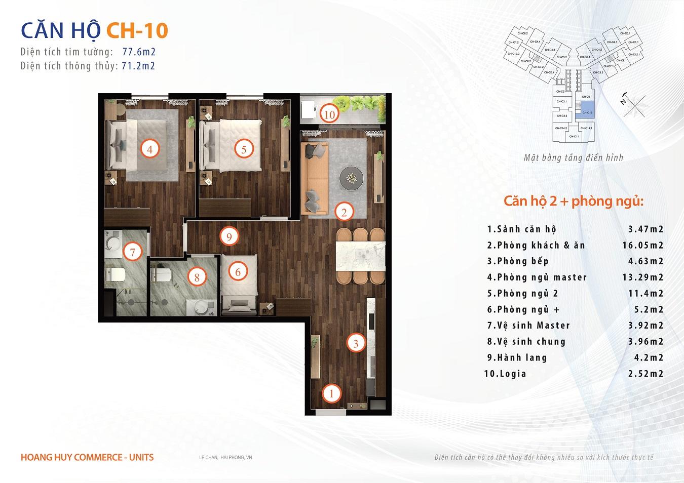 thiết kế căn hộ 2 ngủ 78m2