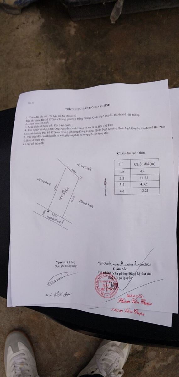 Chuyển nhượng lô đất ngõ 193 Văn Cao .